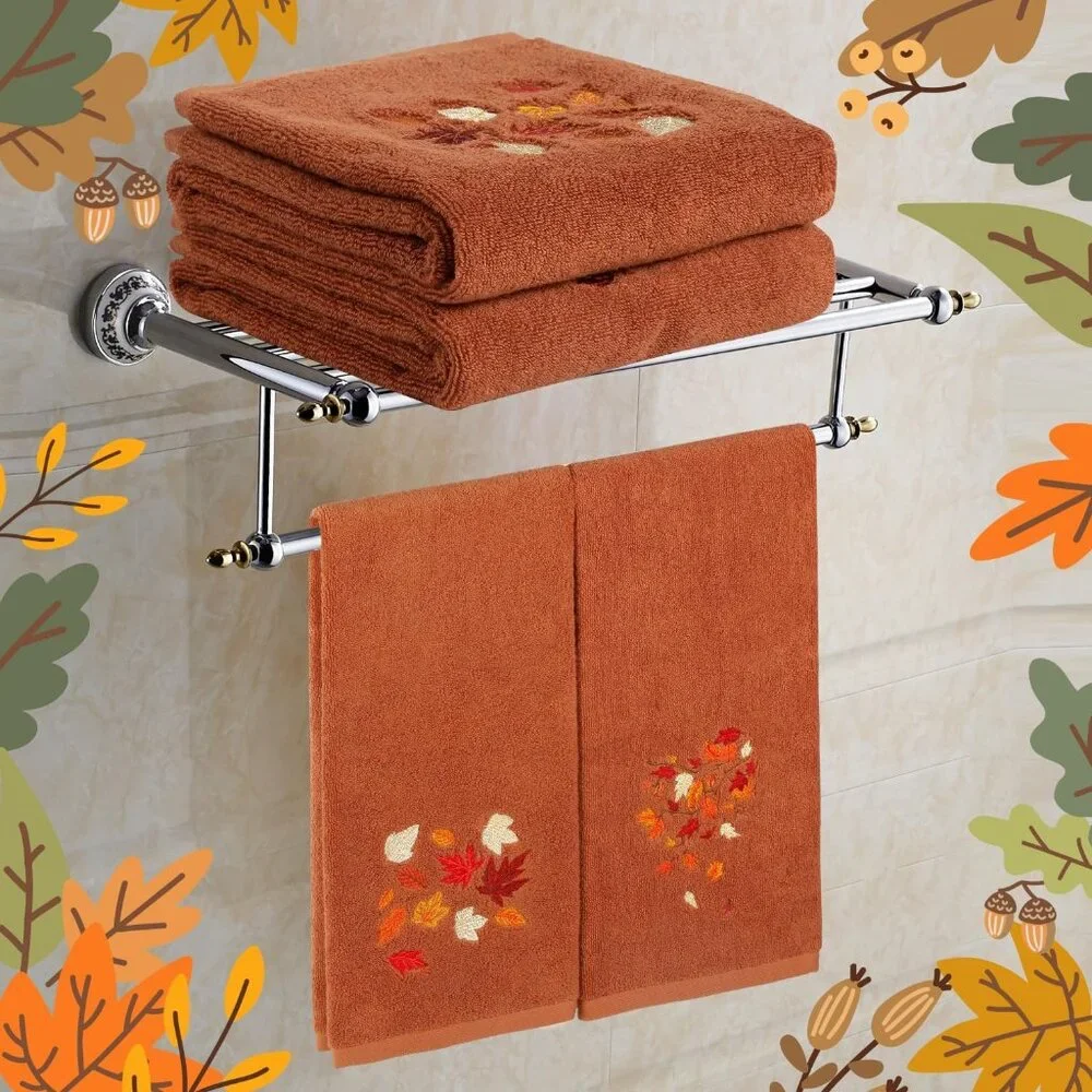2 Pack Autumn Leaves Hand Towels - Premium Cotton for Stylish Fall Decor